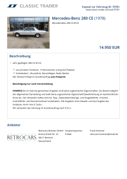 Mercedes-Benz 280 CE (1978) 14.950 EUR