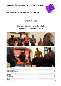 Informationen 6. offene Schweizermeisterschaft Samstag 12