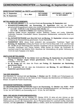 Gemeindenachrichten - Gemeinde St. Leonhard in Passeier
