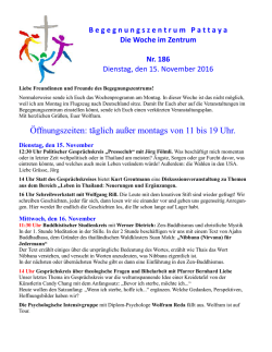 Die Woche im Zentrum Nr. 186 - Evangelische Gemeinde in Thailand
