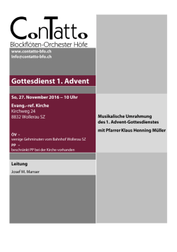 Gottesdienst 1. Advent, 27. November 2016 - 10 Uhr
