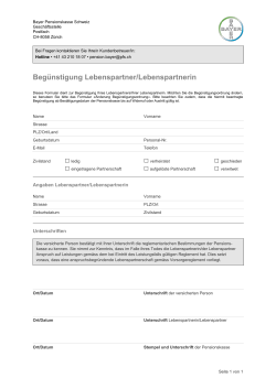 Anmeldung Lebenspartner/in - Bayer Pensionskasse Schweiz