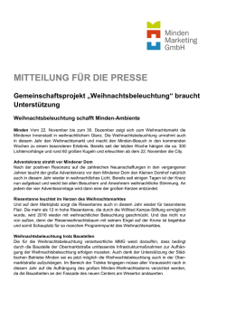 Pressemitteilung Weihnachtsbeleuchtung