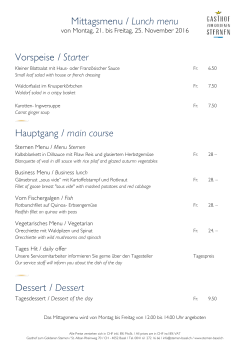 Mittagsmenu / Lunch menu Vorspeise / Starter Hauptgang / main