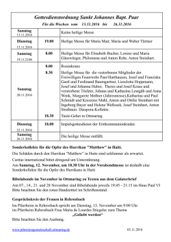 Gottesdienstordnung Sankt Johannes Bapt