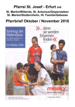 Pfarrei St. Josef - Erfurt mit Pfarrbrief Oktober / November 2016