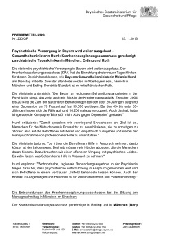 Psychiatrische Versorgung in Bayern wird weiter ausgebaut