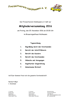 Mitgliederversammlung 2016 - Freizeitverein Holzhausen