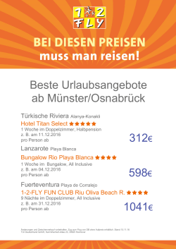 Beste Urlaubsangebote ab Münster/Osnabrück 312€ 598€ 1041€