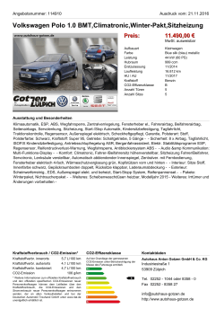 Volkswagen Polo 1.0 (Navi Klima Einparkhilfe el. Fenster) Preis