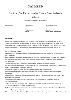 Eink&auml;ufer/-in f&uuml;r technische Gase / Chemikalien in Esslingen