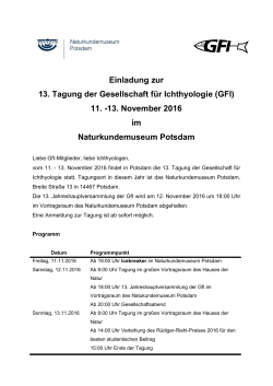 (GFI) 11. -13. November 2016 im Naturkundemuseum Potsdam