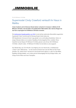 Supermodel Cindy Crawford verkauft ihr Haus in