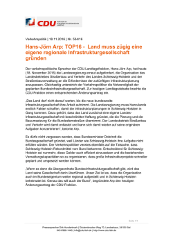 Hans-J&ouml;rn Arp: TOP16 - Land muss z&uuml;gig eine