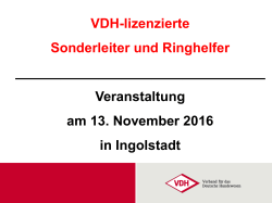 VDH-lizenzierte Sonderleiter und Ringhelfer Veranstaltung am 13