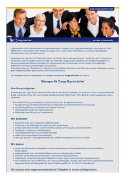 Manager Air Cargo Export (m/w)