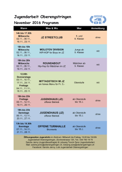 Jugendarbeit Oberengstringen November 2016 Programm