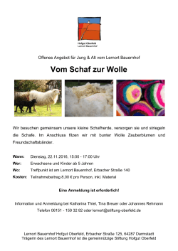 Vom Schaf zur Wolle - Stiftung Hofgut Oberfeld