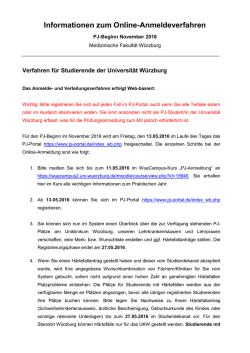 Informationen zum Online-Anmeldeverfahren f&uuml;r Studierende der