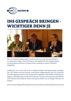 ins gespr&auml;ch bringen - wichtiger denn je - LKV