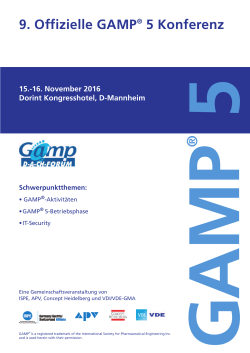 9. Offizielle GAMP® 5 Konferenz - GMP