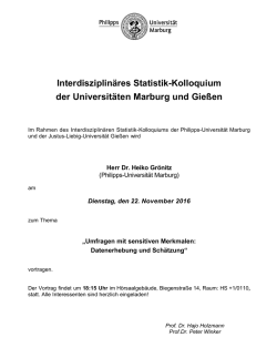 Interdisziplin&auml;res Statistik-Kolloquium der Universit&auml;ten Marburg