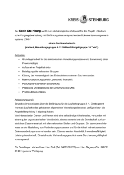 Sachbearbeiter/in für das Projekt Einführung eines