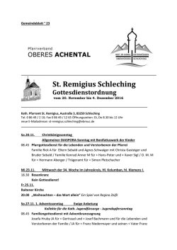 Gottesdienst-Ordnung und Informationen des