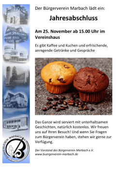 Jahresabschluss - B&uuml;rgerverein Marbach eV
