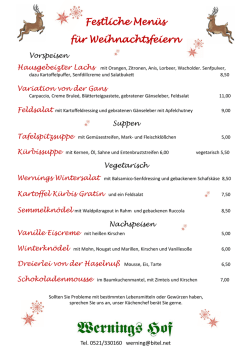 Festliche Men&uuml;s f&uuml;r Weihnachtsfeiern