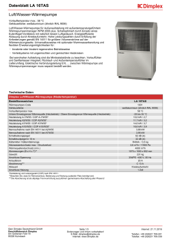 Datenblatt Luft/Wasser-Wärmepumpe: LA 16TAS