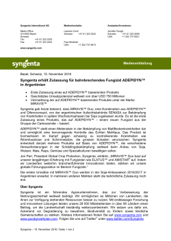 Syngenta erhält Zulassung für bahnbrechendes Fungizid