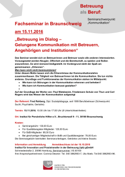 Betreuung als Beruf: Fachseminar in Braunschweig