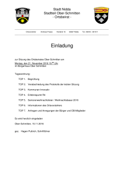 Einladung zur Ortsbeiratssitzung Ober-Schmitten am 21.11