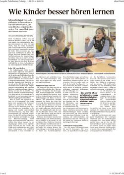 Ausgabe `Solothurner Zeitung`, 11.11.2016, Seite 20