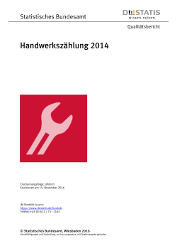 Handwerkszählung - Berichtsjahr 2014