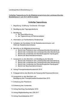 Landessportbund Brandenburg e.V. Vorläufige Tagesordnung für