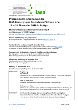 Programm - IASA-Ländergruppe Deutschland/Schweiz e. V.