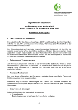 Inge Dirmhirn Stipendium zur F&ouml;rderung einer Masterarbeit