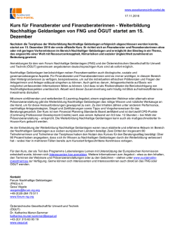 Kurs für Finanzberater und Finanzberaterinnen