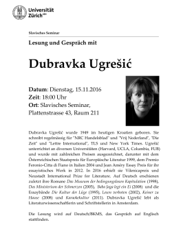Dubravka Ugrešić - Slavisches Seminar