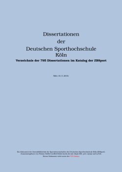 Dissertationen der Deutschen Sporthochschule Köln