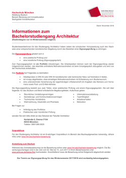 Informationen zum Bachelorstudiengang Architektur