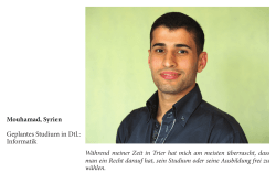 Mouhamad, Syrien Geplantes Studium in Dtl.: Informatik