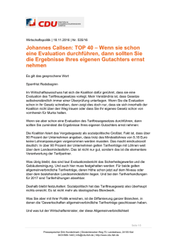 Johannes Callsen: TOP 40 &ndash; Wenn sie schon eine Evaluation