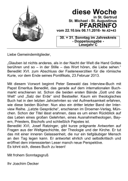 Pfarrbrief - Herzlich Willkommen in der Pfarrei Deutschland