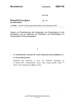 Bundesrat 628/1/16 Empfehlungen