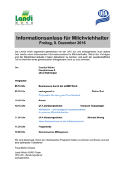 Informationsanlass f&uuml;r Milchviehhalter