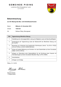 Tagesordnung Bauausschusssitzung am 23.11