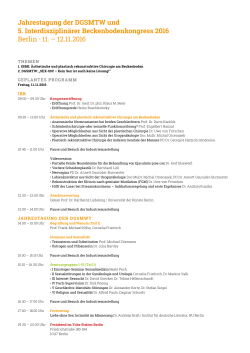 Kongress Programm 2016 - Interdisziplinärer Beckenbodenkongress
